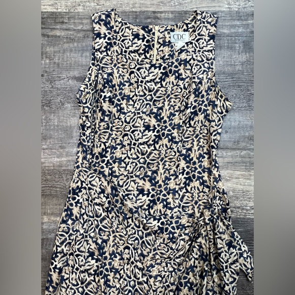 Vintage CDC Womens Ditsy Faux Wrap Tie Front Midi Dress Sleeveless Size 4 - Picture 13 of 13